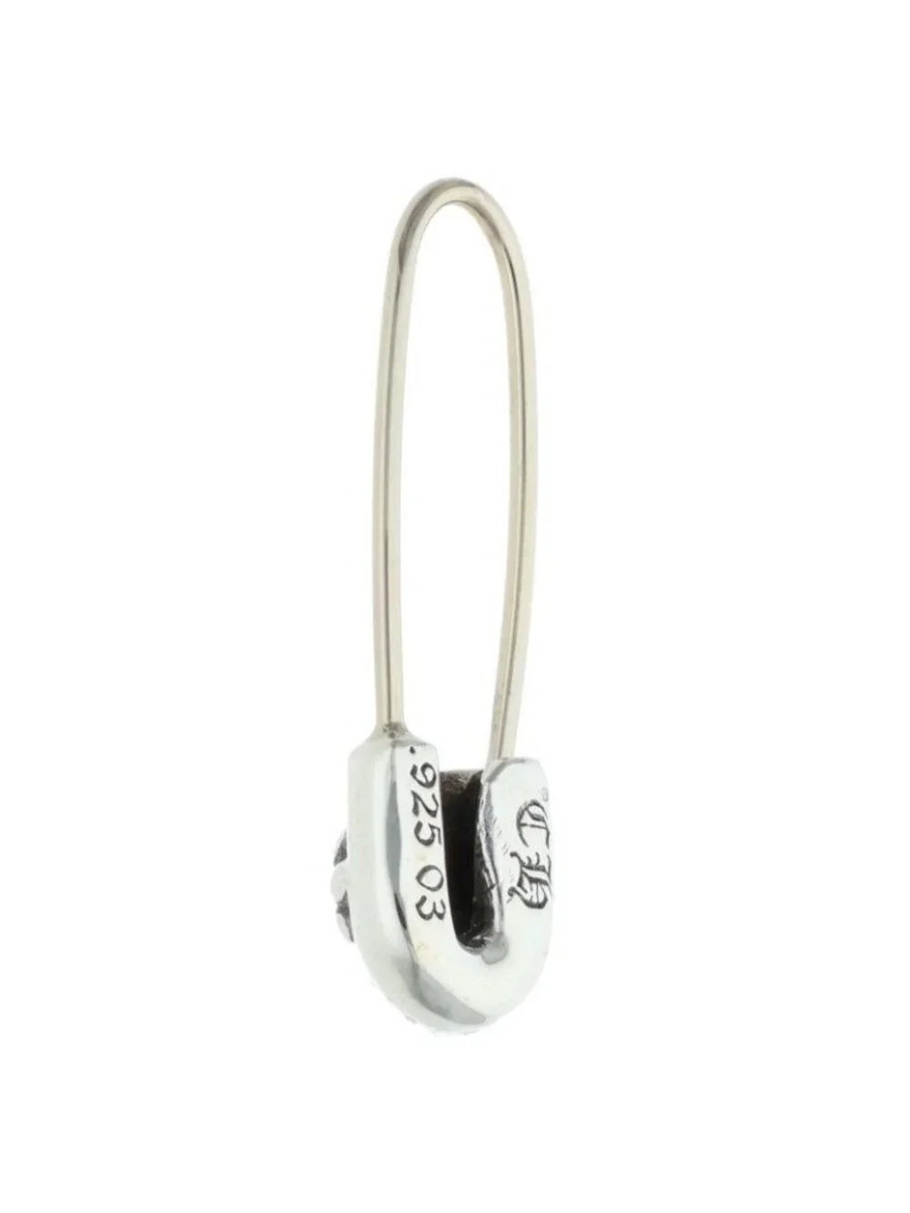 Chrome Hearts ER Safety Pin Emrld Pin 1 Emerald Silver Earrings